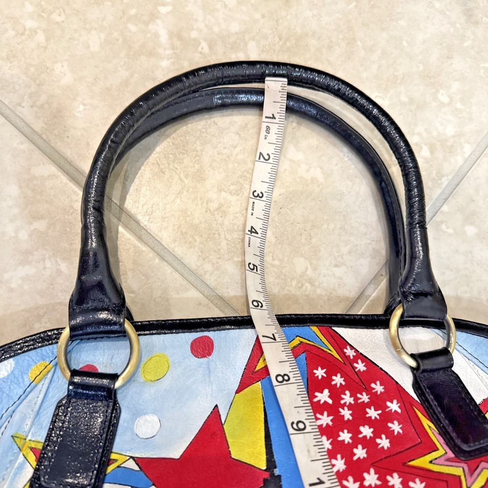 Sharif Artistic Expressions Hand Painted Genuine Leather Handbag Purse NYC Scape - Picture 10 of 12